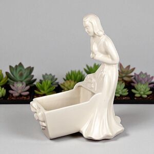 Vintage Royal Haeger Woman and Cradle Planter: Mid-Century Modern Ceramic Decor